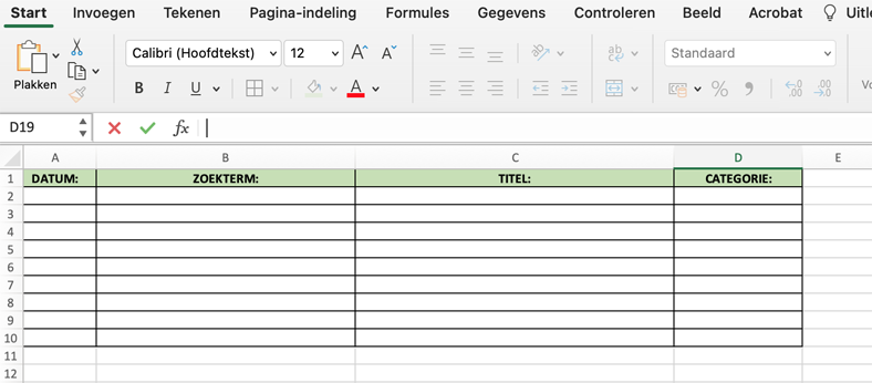 Blogs kun je handig archiveren in een Excel spreadsheet
