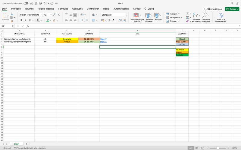 Contentkalender maken voor je blog in Excel
